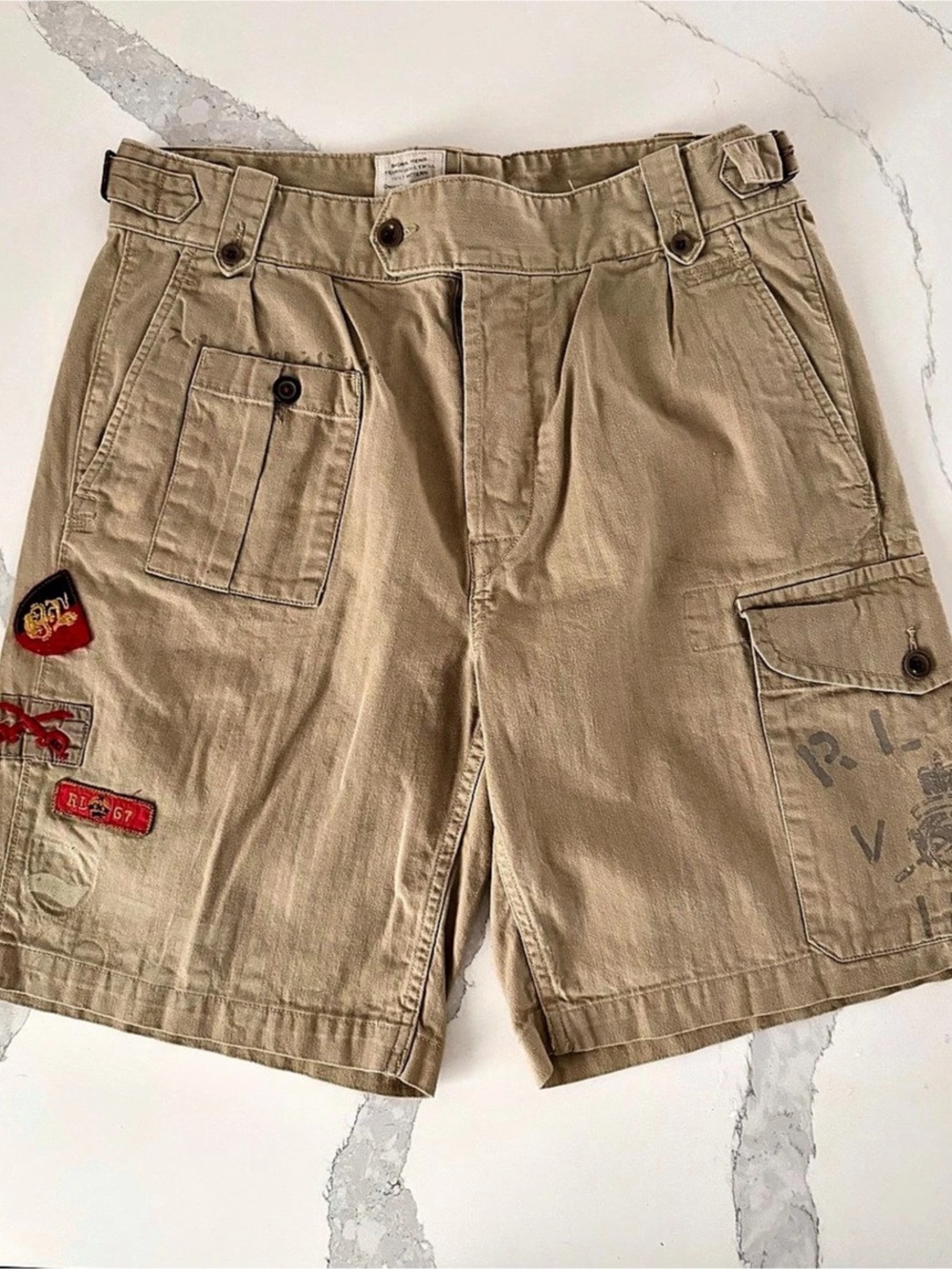 Ralph Lauren Men's Cargo Shorts Vintage RL-67 Waist 34 khaki